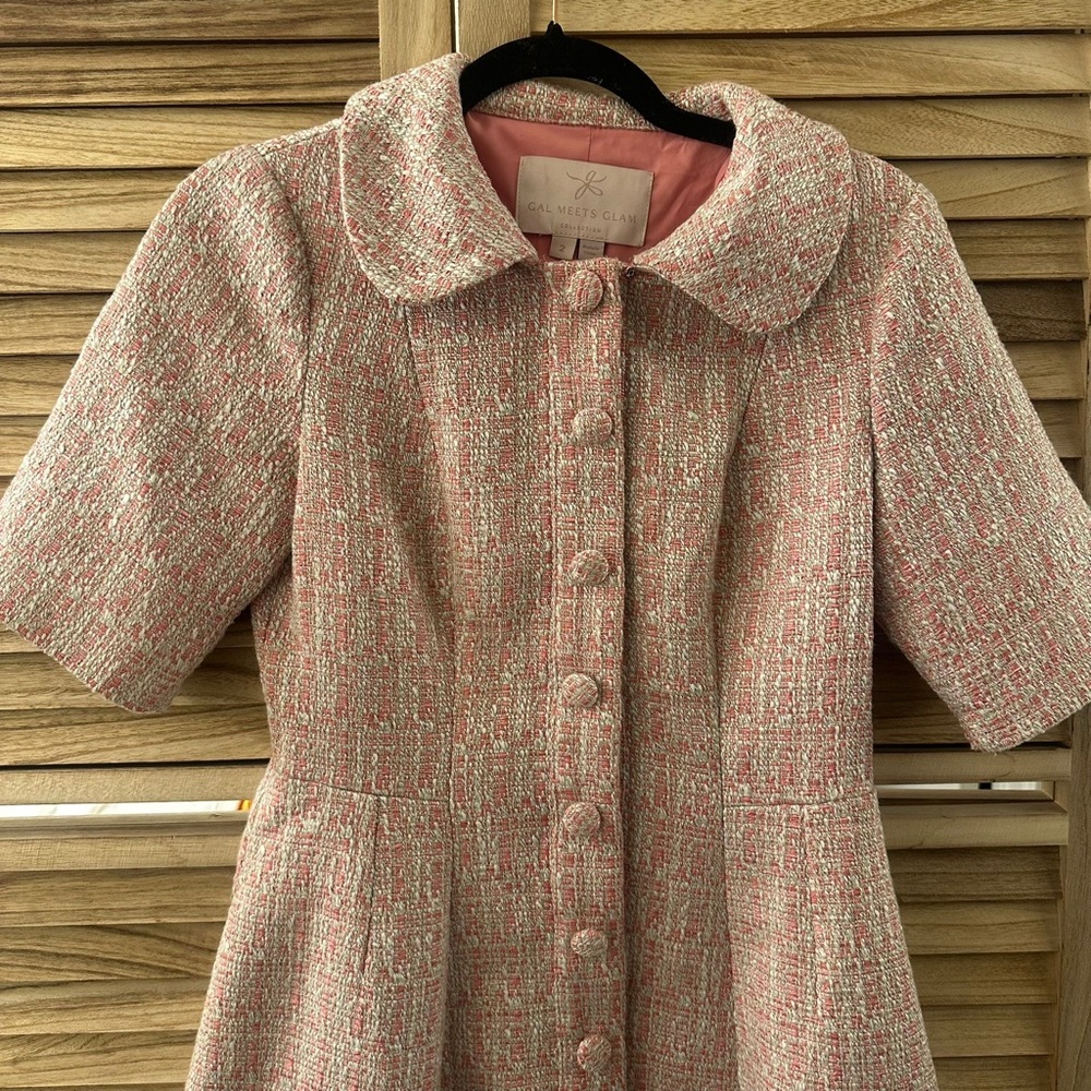 Gal Meets Glam Clarissa Tweed Mini Dress in pink Size 2 - Picture 6 of 9